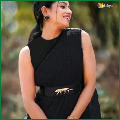 Pleated Crush Georgette Saree With Blouse Piece And Belt